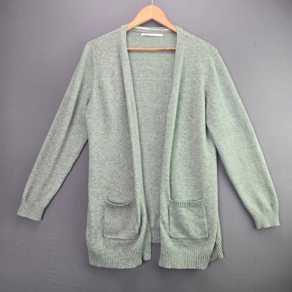 ONLY Cardigan Lesley Open Front Sweater XL Green Sage Knit Pockets 2433